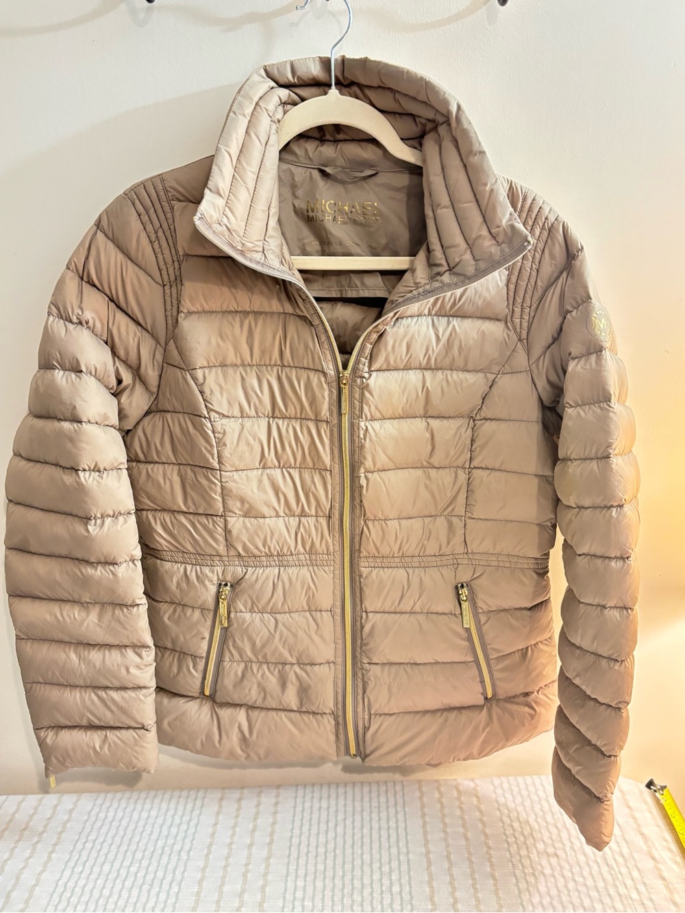 Michael Kors Beige Quilted Packable Puffer Jacket